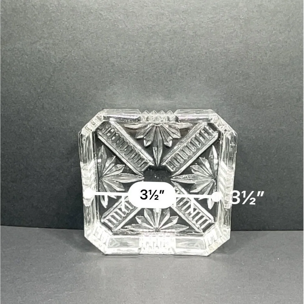 Vintage MCM Crystal Cut Trinket Holder Ashtray. 3.5